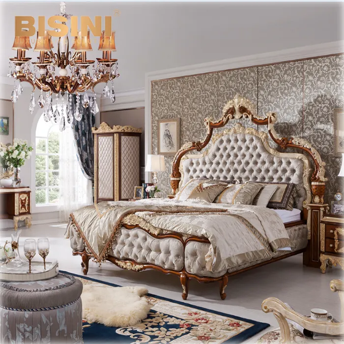 BISINI Luxury อิตาเลี่ยนคอลเลกชันเตียง,Luxury โบราณห้องนอนชุดเฟอร์นิเจอร์,Baroque ชุดห้องนอน BF05-150706-2