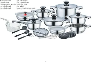 High Quality 27pcs Stainless Steel Wide Edge Dinning Cookware Set Chinese Manufacturers Cookware Set With Wholesale Price