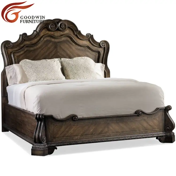 यूरोप शैली इतालवी अमेरिकी फर्नीचर लक्जरी क्लासिक राजा आकार वेश्या लकड़ी बेडरूम फर्नीचर डिजाइन डबल नक्काशीदार बिस्तर