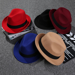 D1204 High Quality Winter Women <strong>Men</strong> Panama Wool Bowknot Top Jazz <strong>Fedora</strong> <strong>Hat</strong> - Product Image 2
