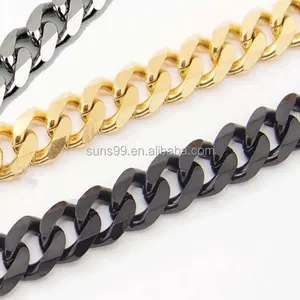 Herren Kette Jungen Curb Cuban Link Edelstahl Halskette herren Silber Schwarz Gold Curb Kette Halskette Industrielle Kette