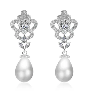 RAKOL EP2243 Fashion White Gold Plated Jewelry Earrings Elegant Pearl Studs Earrings