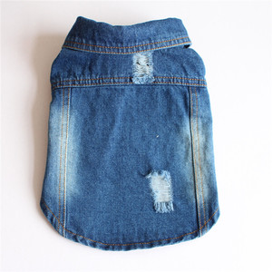 Jins Klasik Pakaian Anjing Empat Musim Semi Musim Panas Pakaian Hewan Peliharaan Lubang Anjing Jean Rompi Denim Jaket Mantel Anjing - Product Image 2