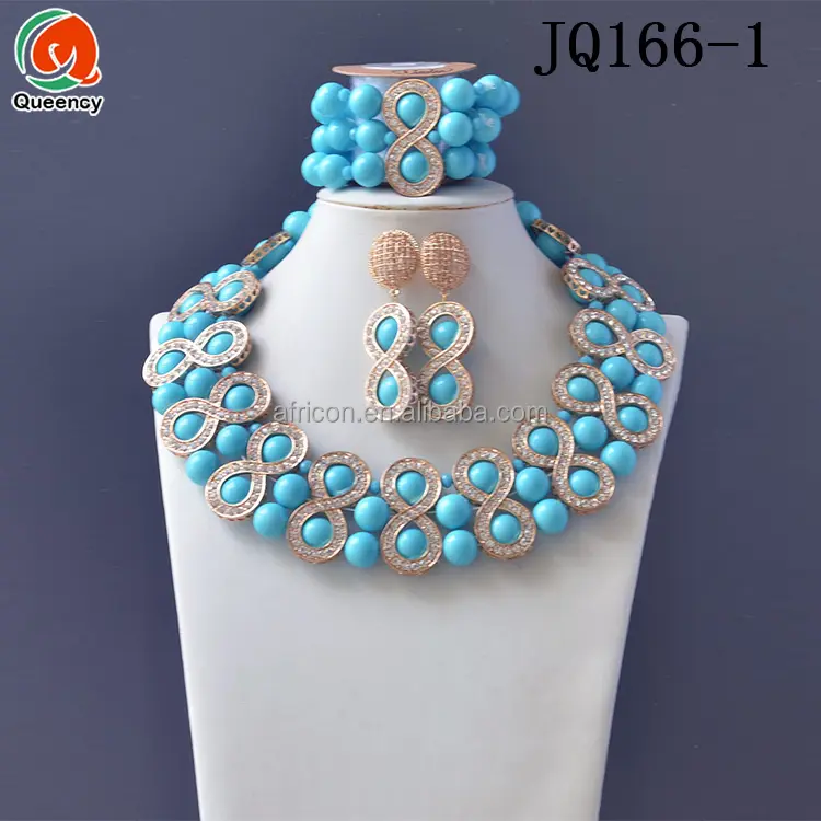 Queency Wholesale Heavy Coral Beads Design African Indian Jewelry Set Jewelry Fashion