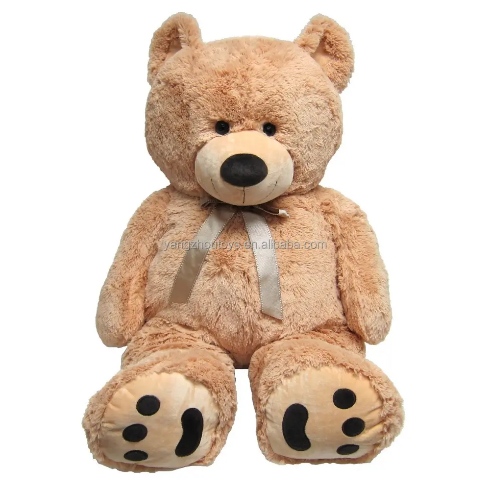 Mainan Boneka Beruang Teddy Besar, Kualitas Tinggi 200Cm ATAU 2M Coklat Muda dengan Pita