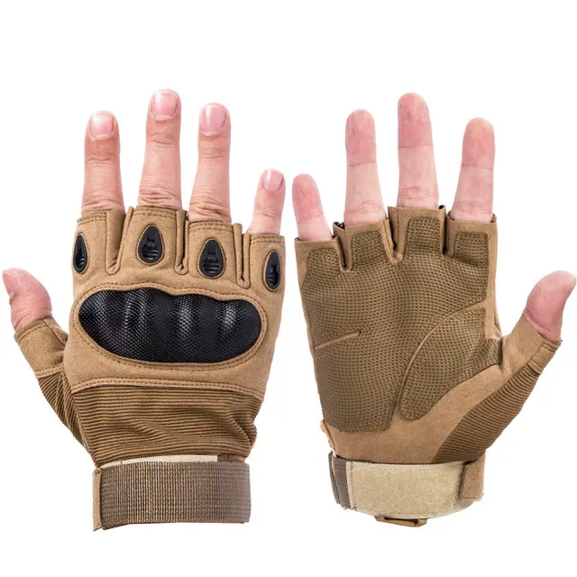 Tactical Half Finger Gloves Carbon Fiber Glove Motorcycle Bike Cycling Driving Gloves