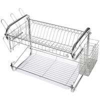 Égouttoir à vaisselle à 2 niveaux en acier inoxydable et en fer, panier de séchage de couverts coloré et durable pour le stockage des aliments