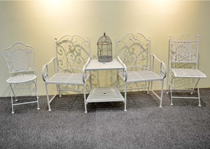Banc d'extérieur <span class=keywords><strong>en</strong></span> <span class=keywords><strong>fer</strong></span> <span class=keywords><strong>forgé</strong></span>, ensemble <span class=keywords><strong>de</strong></span> table <span class=keywords><strong>de</strong></span> <span class=keywords><strong>jardin</strong></span>, patio <span class=keywords><strong>en</strong></span> métal - Product Image 4