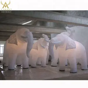 Elefante branco luz led inflável animal mascote para decoração de festa