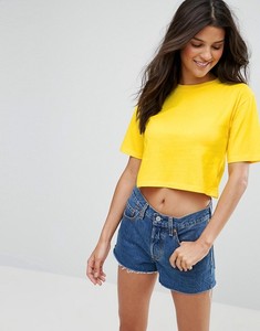 KY Vente en gros Offre Spéciale coton col rond <span class=keywords><strong>jaune</strong></span> manches courtes dames haut court T-Shirt en surdimensionné Boxy Fit femmes T-shirt - Product Image 5
