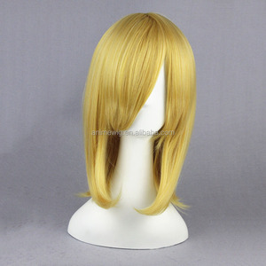 Peluca de pelo de Cosplay sintético para chicas rubias de longitud media de 45cm, Peluca de Cosplay de Anime Touhou Project Alice Margatroid - Product Image 3