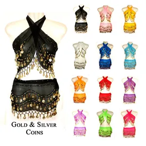 Bestdance Wholesale Lot Adult Belly Dance Hip Scarf Skirt Wrap Tribal Golden Or Silver Coins Belt