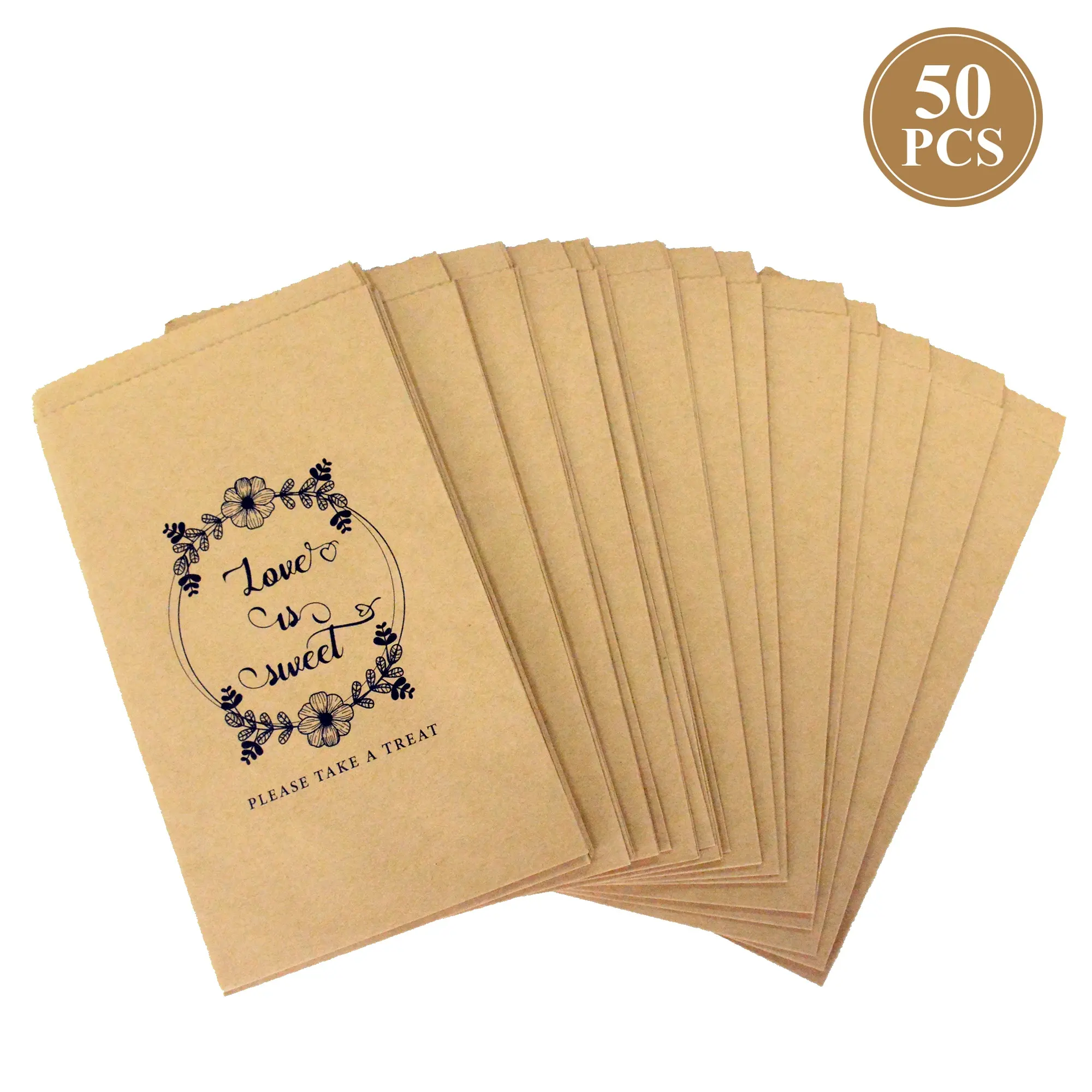 New product 50PC Kraft paper bag customize wedding favors gift bag for guest packing customize party gifts bag