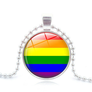 All'ingrosso 3 colori ottone <span class=keywords><strong>antico</strong></span> nero placcato <span class=keywords><strong>argento</strong></span> accessori arcobaleno bandiera Gay lesbica Pride collane pendenti - Product Image 3
