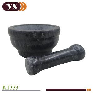 حجر رخام طبيعي أسود هاون ومدقة ل أدوات الأعشاب والتوابل - Product Image 2