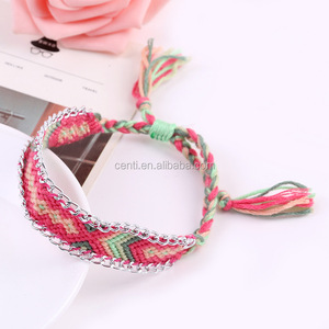 Pulseira de algodão estilo boho, cor, tecido à mão, geométrico, design étnico - Product Image 4