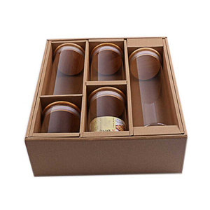 Best seller 450ml borosilicate glass jar bamboo lid food storage container tea caddy cans set packing