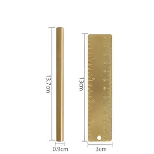 Brass Ruler Metal Copper Bookmark 10cm Triangle Ruler Inch Cm