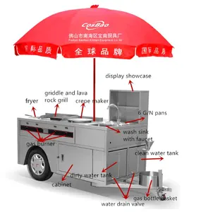 Carrinho de venda de alimentos, carrinho de venda de alimentos de aço inoxidável padrão multifuncional da exportação para venda