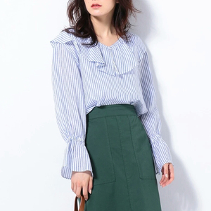 Diseños damas gordas elegante de gran tamaño o collar Asia crepe tops blusa - Product Image 1