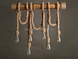 Industrial de <span class=keywords><strong>la</strong></span> vendimia <span class=keywords><strong>cuerda</strong></span> de Cáñamo De Bambú <span class=keywords><strong>Restaurante</strong></span> Hierro lámpara de Techo Decorativo LLEVÓ colgando luz - Product Image 2
