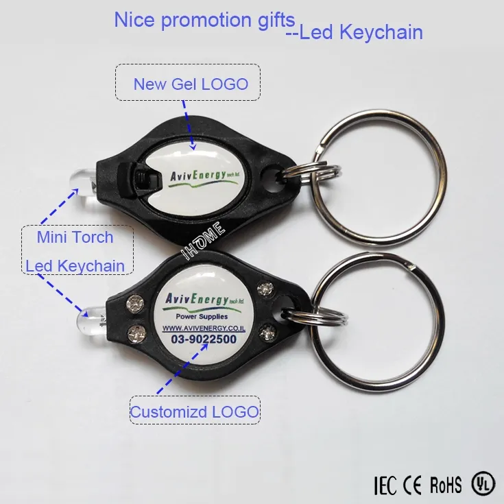 Wholesale promotional gifts LED custom UV purple light keychain flashlighting Gel logo key chain flash light