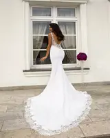Affascinante abiti da sposa a sirena aperti sul retro elegante pizzo Crepe Sexy abito da sposa afraico marca abito da sposa tedesco Vestido de noiva