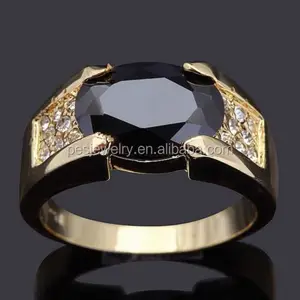 S925 стерлингового серебра роскошный черный сапфир фантастические, 14K, покрыто золотом, свадебные мужские кольца