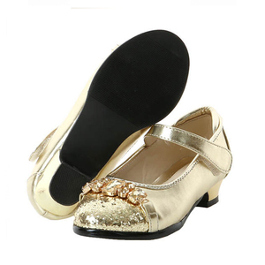 <span class=keywords><strong>Sandali</strong></span> con tacco alto per bambini di nuovo design estivo scarpe eleganti da festa per ragazza in pelle dorata - Product Image 4