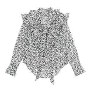<span class=keywords><strong>Top</strong></span> in stile straniero con stampa a balze in Chiffon da donna a maniche lunghe con scollo a V camicette Casual per la primavera autunno Sexy con scollo a V lungo - Product Image 1