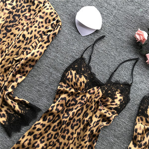 Sexy Completo da Notte in Quattro Pezzi con Stampa Leopardata, Design Coreano, <span class=keywords><strong>Pigiama</strong></span> Seducente - Product Image 3
