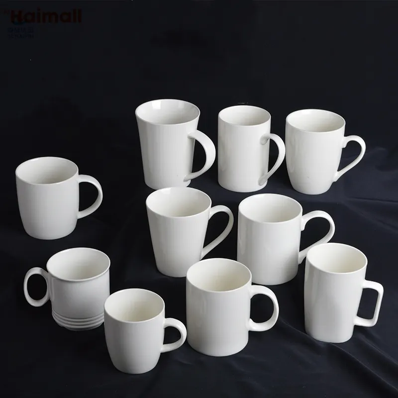 Nhà sản xuất bán buôn Chất lượng cao 11oz Trắng thăng hoa trống cốc cà phê gốm cốc cà phê với biểu tượng tùy chỉnh