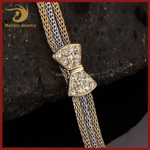 <span class=keywords><strong>chicas</strong></span> personalizados 316l Goldplated pulseras de cadena de acero inoxidable de malla de arco joyas pulsera nudo - Product Image 2