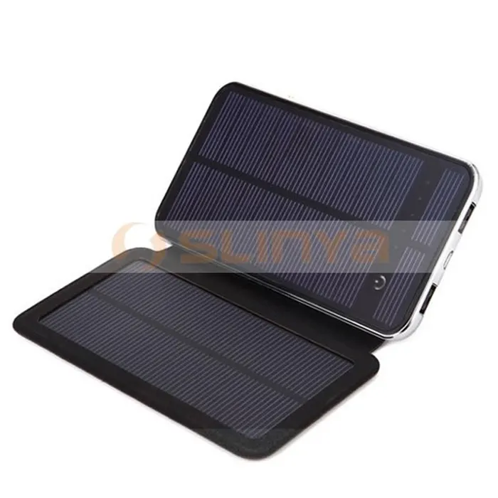 Bateria recarregável de celular 3w e 10000mah, bateria recarregável com 2 painéis solares, bateria portátil para celulares