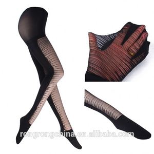 Vente en gros d'usine collants tube pour pieds en <span class=keywords><strong>nylon</strong></span> sexy à rayures croisées OEM en stock collants transparents leggings - Product Image 2