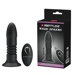 Wireless Silicone Anal Vibrator 4 functions vibration up down USB Rechargeable Butt Plug Suction Base