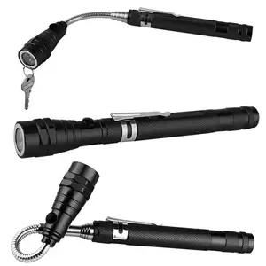 Pick Up Tool 3 LED Flexible Inspection Telescopic Aluminum Flashlight with Magnet
