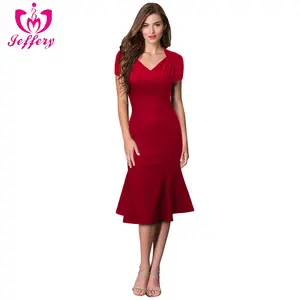 Hochwertige rote Körper schlanke Damen kleid OL tragen Anlass Büro kleid für Frauen