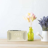 EMAF Promotion Geschenk LED tragbare Temperatur elektronische digitale Tisch Mini Antik Holz Haushalt Wecker mit FM-Radio
