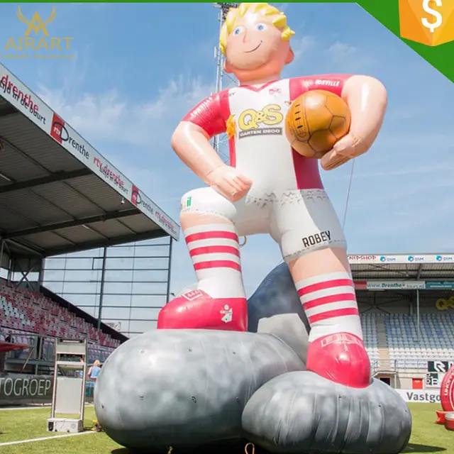 Giant inflatable football/soccer player cartoon mascot