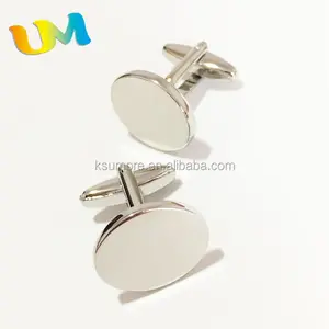 En stock en gros matériel en laiton blanc argent boutons de manchette pour hommes chemise