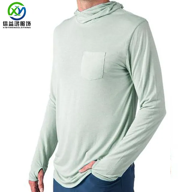 Wholesale breathable eco-friendly UPF 50+ bamboo material hood fishing t shirt