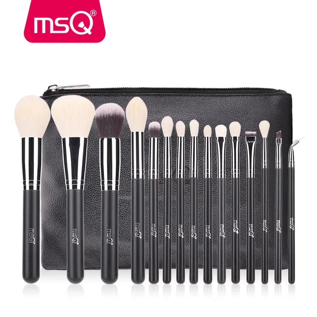 MSQ 15pcs goat hair makeup brush set wholesale makeup brushes private label