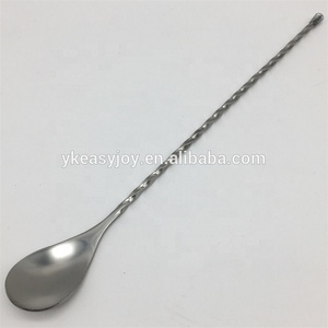 <span class=keywords><strong>Food</strong></span> <span class=keywords><strong>Grade</strong></span> Alat Penting Bartender Baja Tahan Karat Pengaduk Minuman Cocktail Sendok Putar Swizzle dengan Tombol - Product Image 3