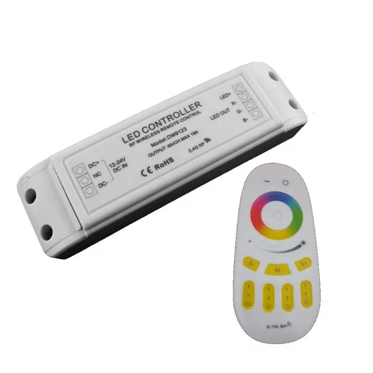 RGB LED Lighting Remote Controller DC12-24V RGB Max 20A 2.4GHz RF Wireless Dimmer DM9123