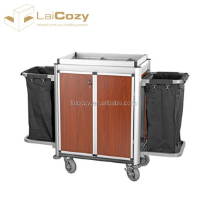 Chariot de nettoyage d'hôtel Chariot de service de ménage Chariot de femme de chambre haut de gamme avec porte et tiroir - Product Image 4