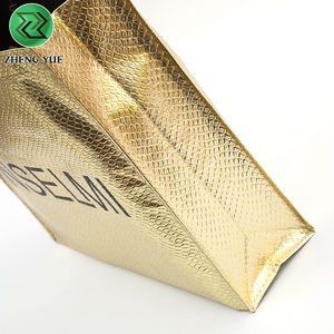 Bolsa de mano dorada no tejida con logotipo impreso, barata, respetuosa con el medio ambiente, Pp - Product Image 3