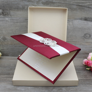 Couverture rigide en soie <span class=keywords><strong>bordeaux</strong></span>, Invitations de mariage, couleur chair, grand format - Product Image 4