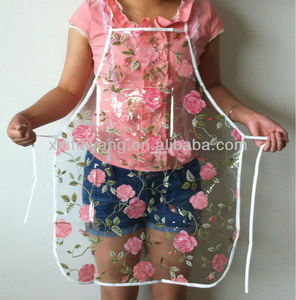 Venta al por mayor accesorios de cocina rose diseño PVC transparente a prueba de agua industrial delantal - Product Image 1