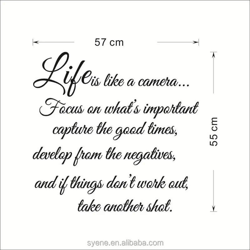 yiwu home decoration chinese wallpaper mural 3d art vinyl quotes life is like a camera home decoration wall mural home decor